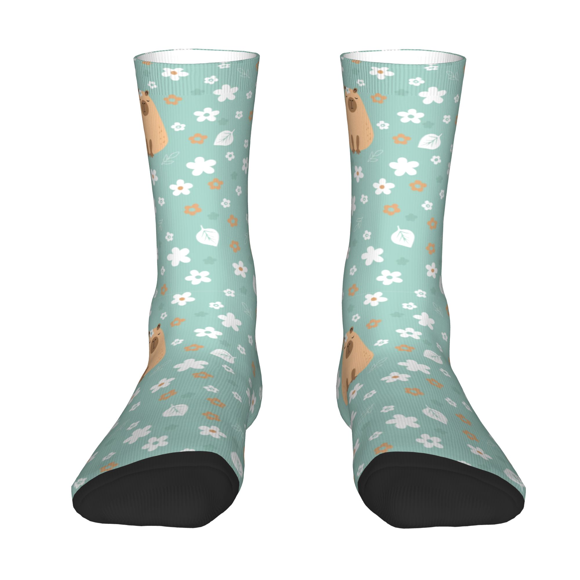 Dress Sock Men - Grappige Capibara met Bloemen Cavia Sokken
