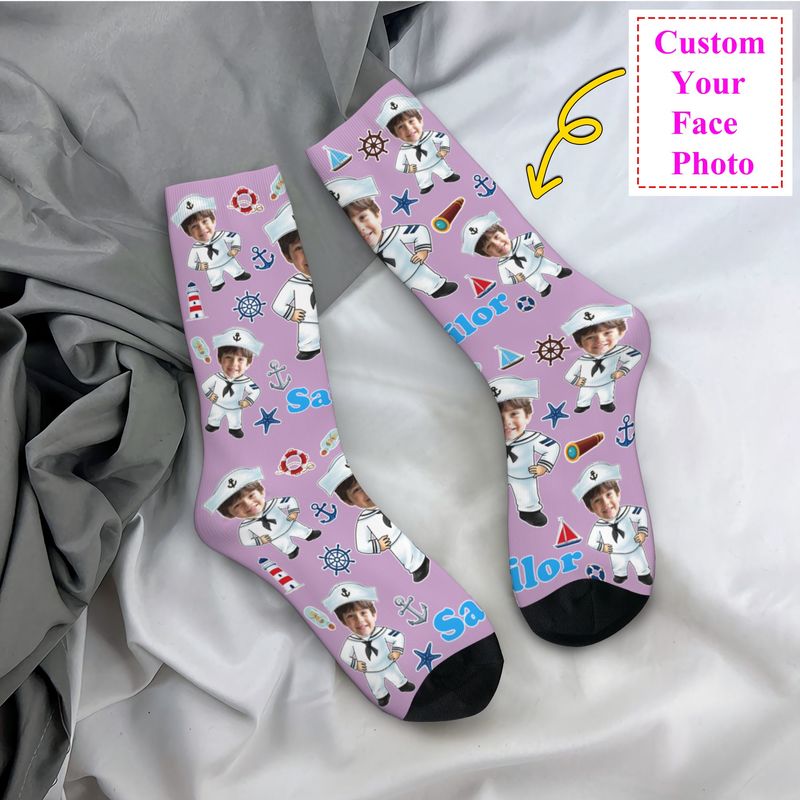 Dress Sock Men - Grappige Sailor nautische kapitein aangepaste jurk